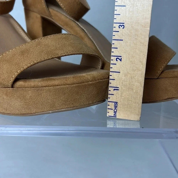 Torrid Platform Tapered Heel Sandal Adjustable Ankle Strap Brown Size 8.5WW - Picture 15 of 16